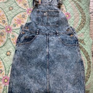 GUESS JEANS Acid Wash Denim Bib SKIRT Overalls Blue Vintage 1980s Size 4